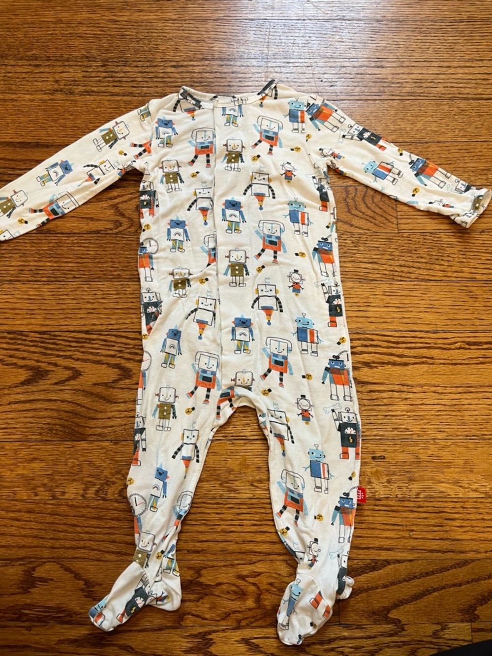 Magnetic Me Robot Print Onesie | Boys 6-9M One-Piece - White